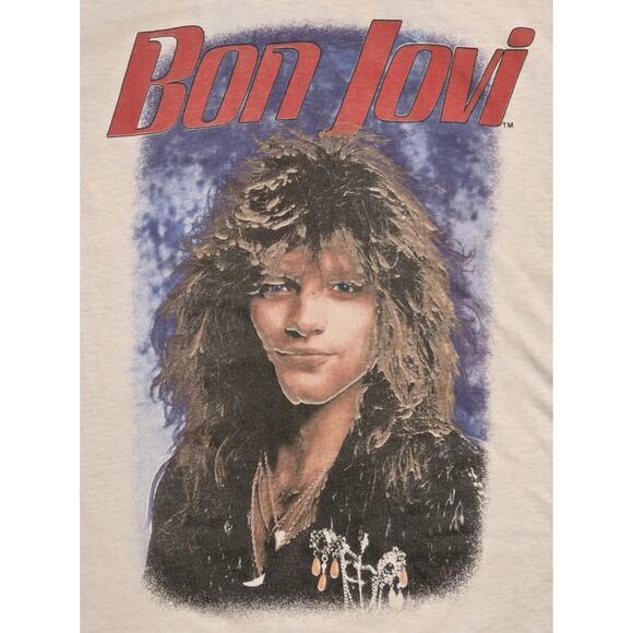 Bon Jovi Slippery When Wet Shirt Authentic Vtg 80s USA Single Stitch White 2XL - Picture 5 of 10